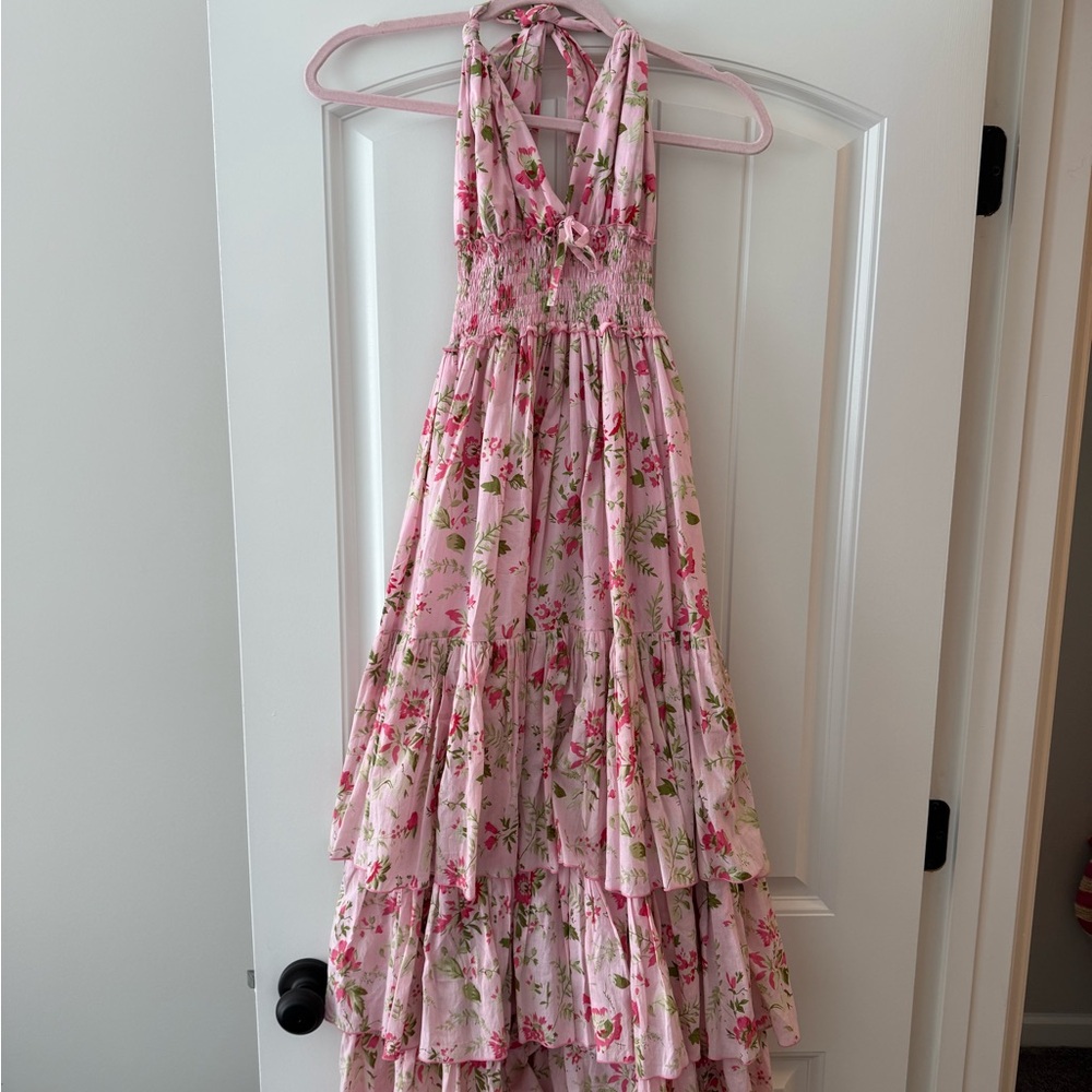 Floral Pink Halter Maxi Dress from C&B Positano
